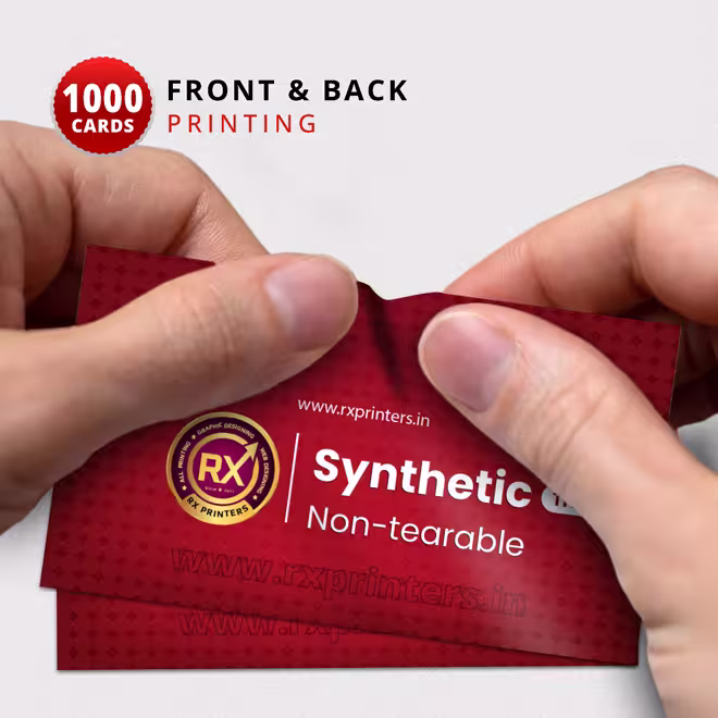 1000 Nos | Front & Back Synthetic 260 Micron Thick Visiting Cards 1000 Nos | Front & Back Synthetic 260 Micron Thick Visiting Cards