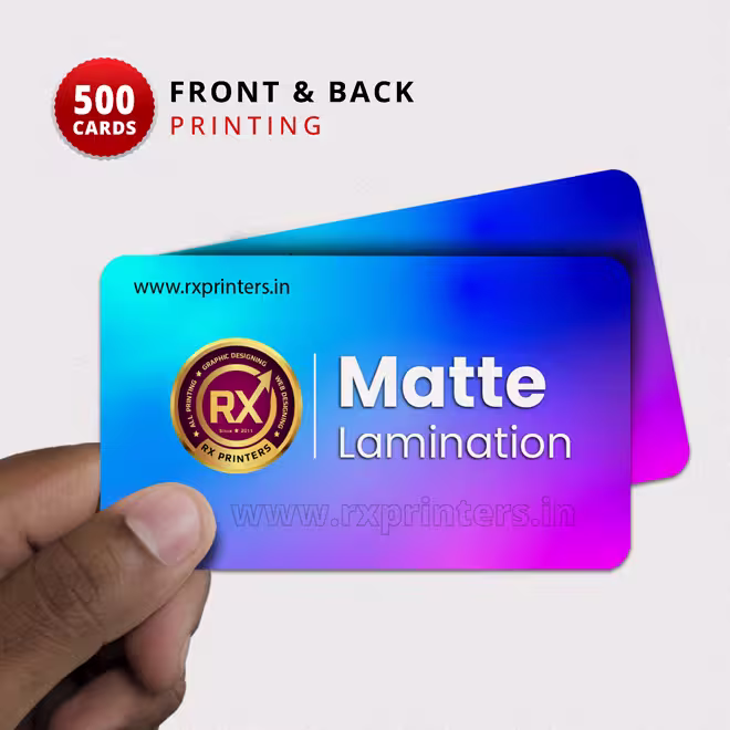 500 Nos | 4 Corner Round Cut | Front & Back Matte Lamination & Printing Visiting Cards 500 Nos | 4 Corner Round Cut | Front & Back Matte Lamination & Printing Visiting Cards