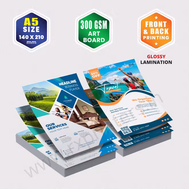 A5 Size : 140x210mm | 300 GSM Art Board | Front & Back Printing | Glossy Lamination A5 Size : 140x210mm | 300 GSM Art Board | Front & Back Printing | Glossy Lamination