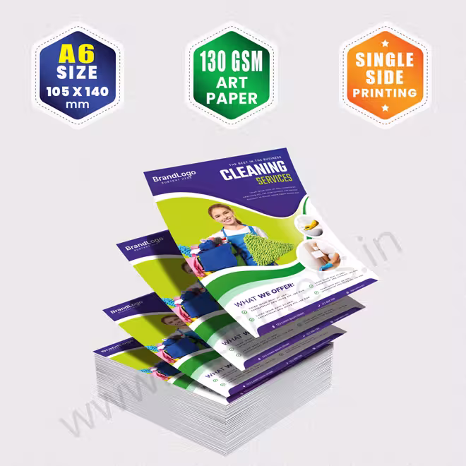 A6 Size : 105x140mm | 130 GSM Art Paper | Single Side Printing A6 Size : 105x140mm | 130 GSM Art Paper | Single Side Printing